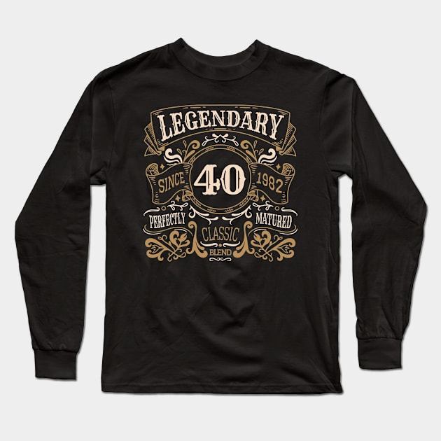 40 Years Old Legendary Since 1982 40th Birthday Long Sleeve T-Shirt by tobzz